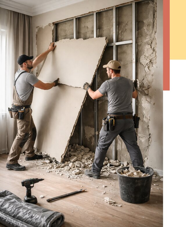 Демонтаж гипсокартона со стен в Иркутске от 365 руб. — услуги демонтажа | ОТДЕЛОЧНИК-Ркт