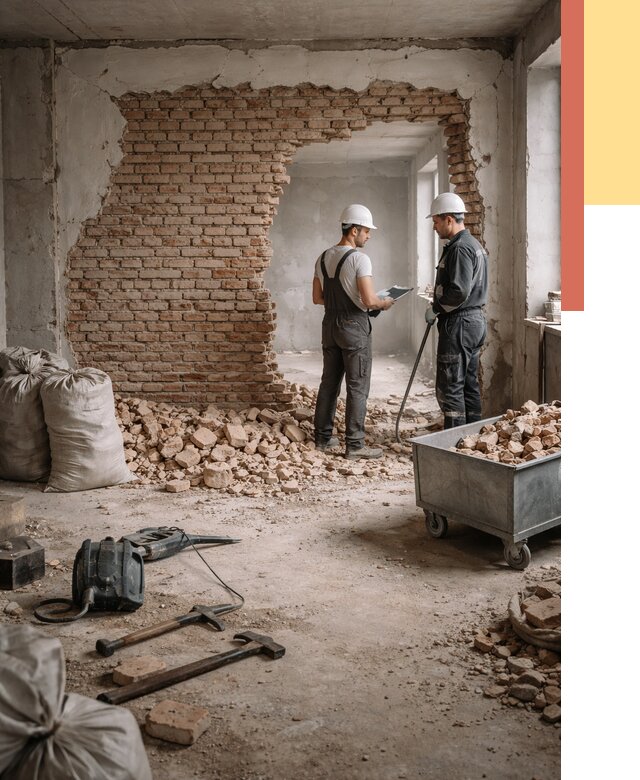 Демонтаж кирпичных стен в Иркутске от 4376 руб. — быстро, недорого, под ключ | ОТДЕЛОЧНИК-Ркт