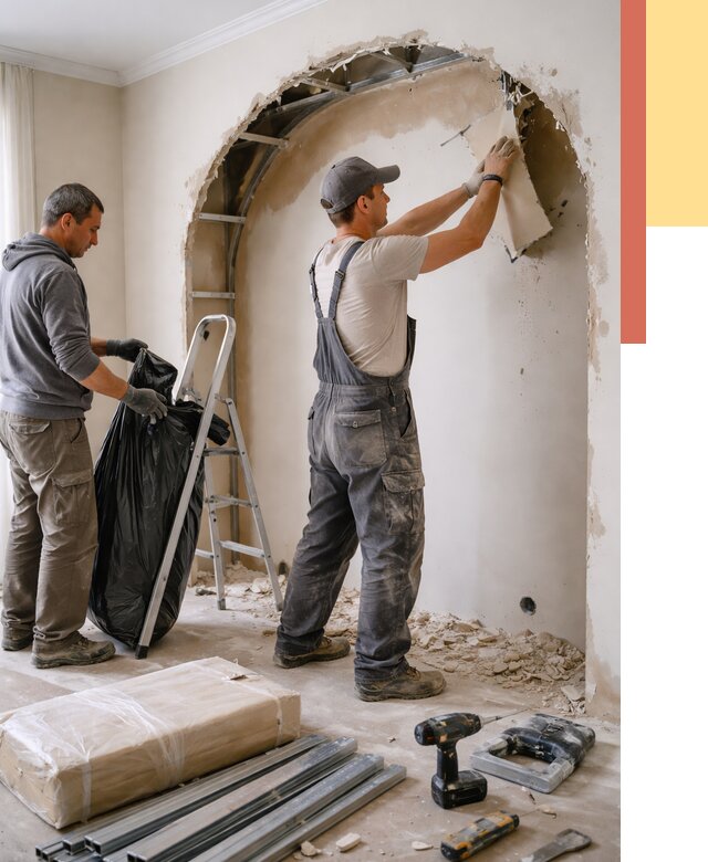 Демонтаж арки из гипсокартона в Иркутске от 3647 руб. — услуги под ключ | ОТДЕЛОЧНИК-Ркт