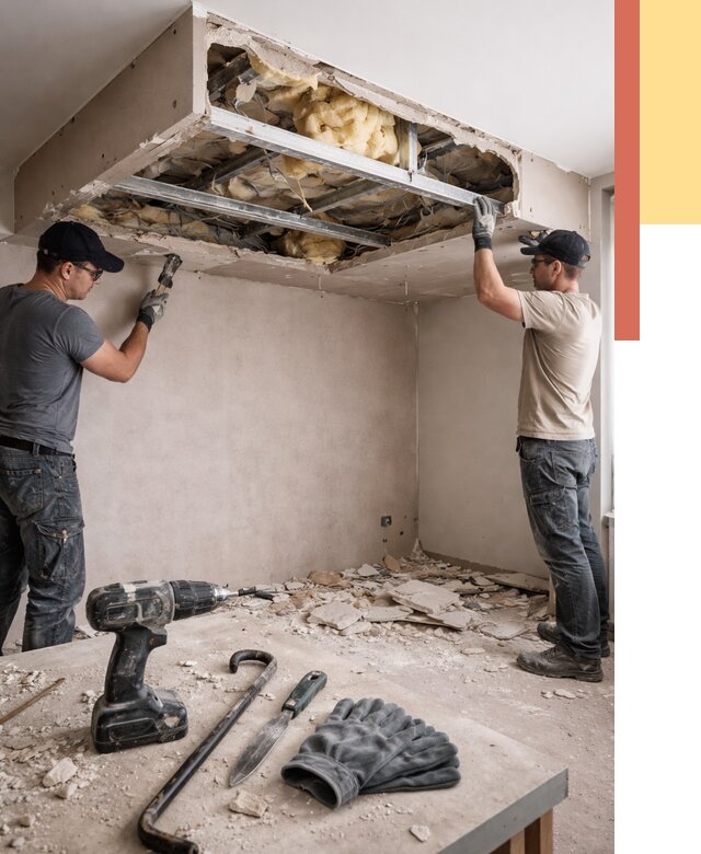 Демонтаж короба из гипсокартона в Иркутске от 1584 руб. — быстро и недорого | ОТДЕЛОЧНИК-Ркт