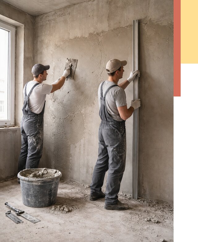 Штукатурка бетонных стен в Иркутске от 4689 руб/м² — качественно и быстро | ОТДЕЛОЧНИК-Ркт