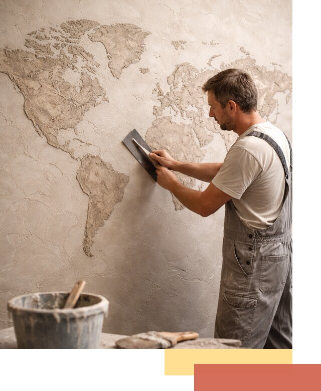 Декоративная штукатурка «Карта мира» под ключ в Иркутске