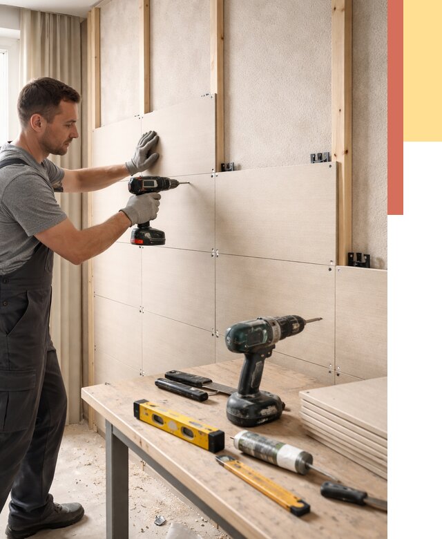 Монтаж МДФ панелей на стены в Иркутске от 1302 руб. под ключ | ОТДЕЛОЧНИК-Ркт