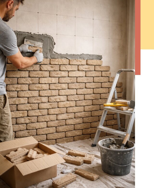 Монтаж декоративного кирпича в Иркутске от 3334 руб./м² — быстро и недорого | ОТДЕЛОЧНИК-Ркт