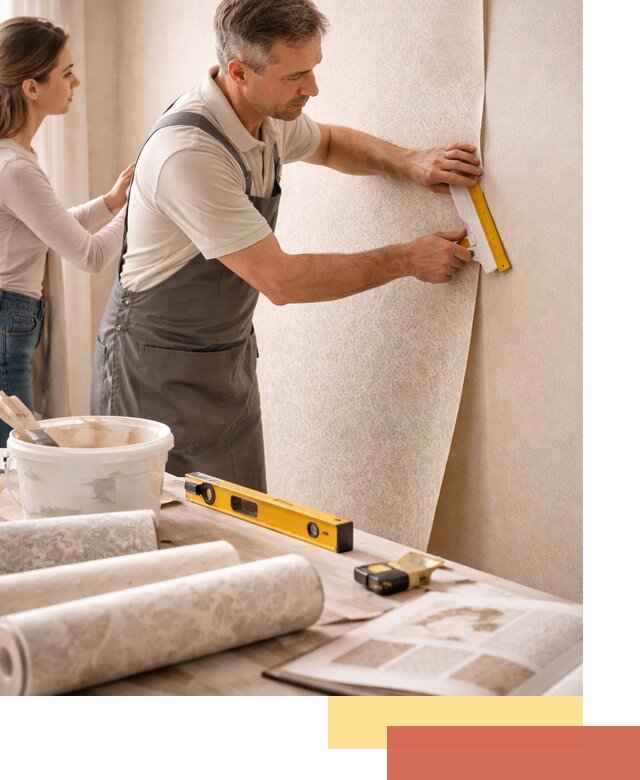 Поклейка обоев с подбором рисунка в Иркутске