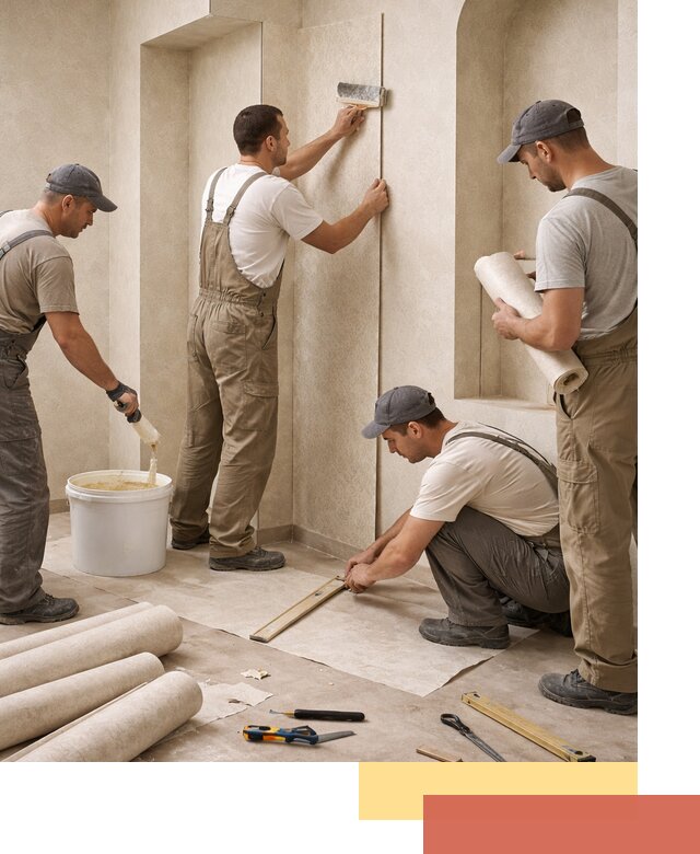 Поклейка обоев на сложные стены и неровные поверхности в Иркутске