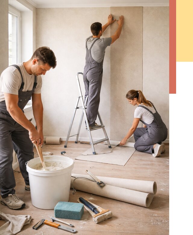 Оклейка стен обоями в Иркутске от 3647 руб/м2 — быстро и недорого | ОТДЕЛОЧНИК-Ркт