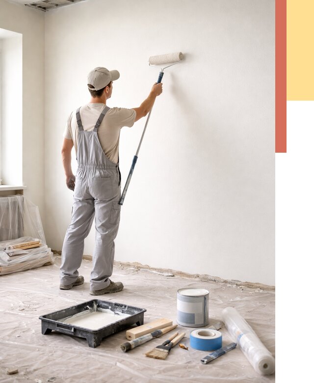 Покраска стен водоэмульсионной краской в Иркутске от 469 руб. за м² | ОТДЕЛОЧНИК-Ркт