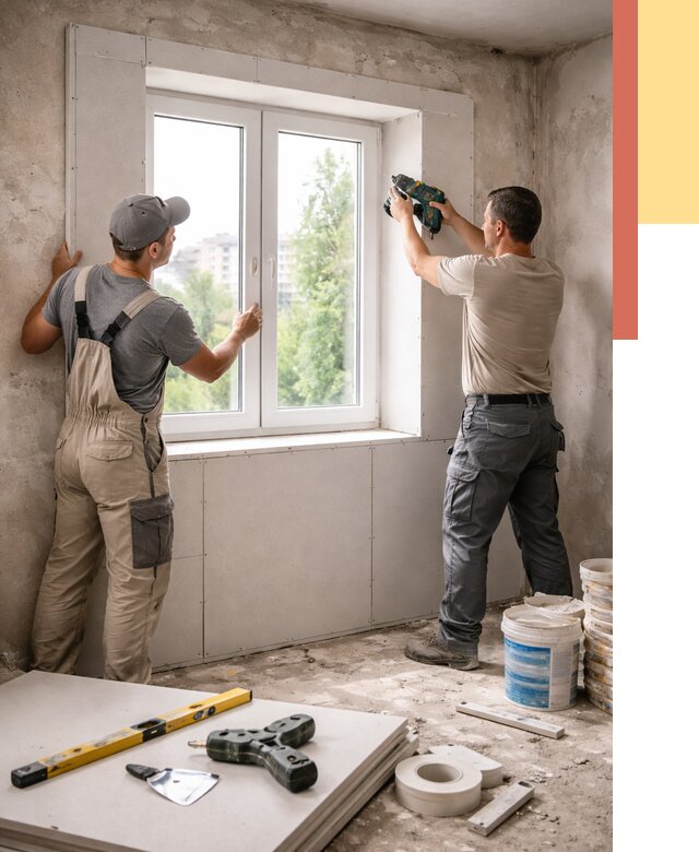 Монтаж откосов из гипсокартона в Иркутске от 4689 руб. под ключ | ОТДЕЛОЧНИК-Ркт