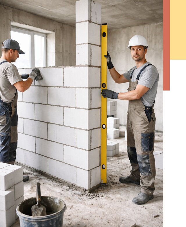 Кладка перегородок из пеноблока в Иркутске от 1875 руб. под ключ | ОТДЕЛОЧНИК-Ркт