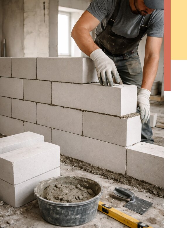 Кладка перегородок из силикатного блока в Иркутске от 4168 руб. под ключ | ОТДЕЛОЧНИК-Ркт