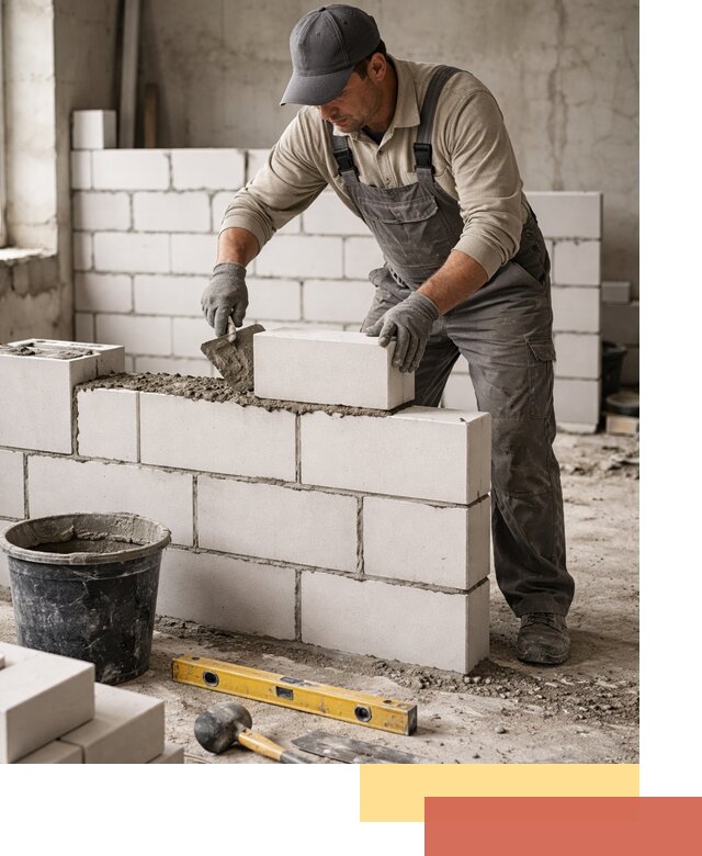 Кладка перегородок из силикатного блока в Иркутске