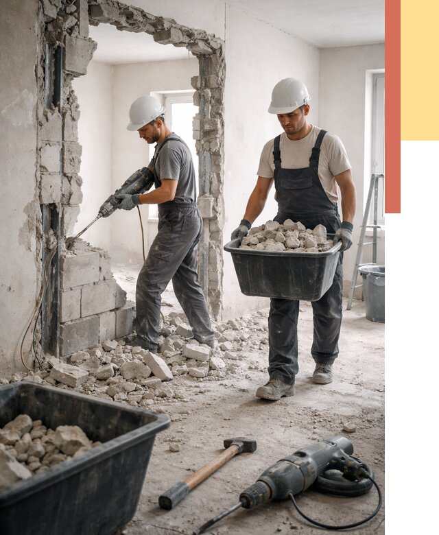 Демонтаж блоковых перегородок в Иркутске от 3907 руб. — быстро и недорого | ОТДЕЛОЧНИК-Ркт