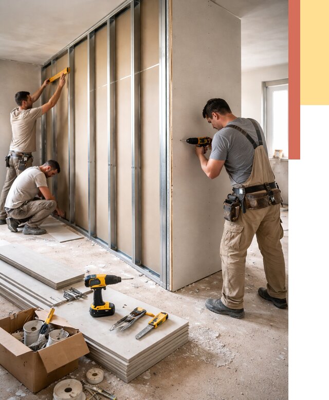 Монтаж однослойной перегородки из гипсокартона в Иркутске от 677 руб. | ОТДЕЛОЧНИК-Ркт