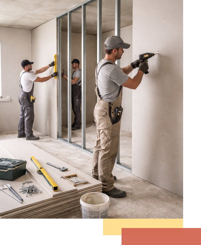 Однослойная перегородка из гипсокартона в Иркутске под ключ, монтаж и отделка