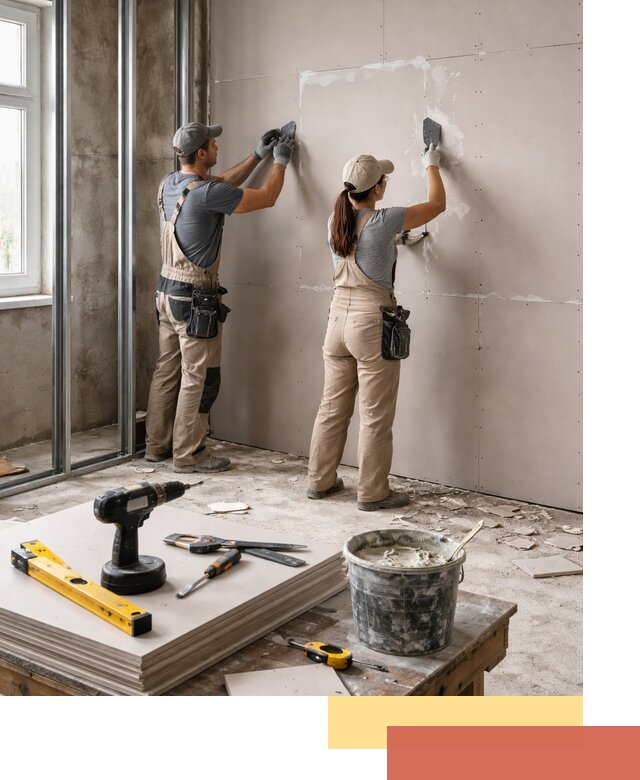 Монтаж двухслойной перегородки из гипсокартона в Иркутске