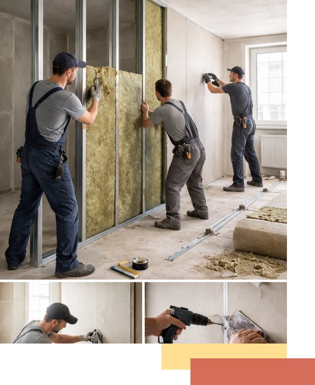 Перегородка из гипсокартона с шумоизоляцией в Иркутске — монтаж под ключ