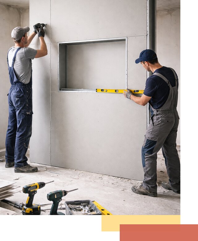 Перегородка из гипсокартона с нишей под декор в Иркутске