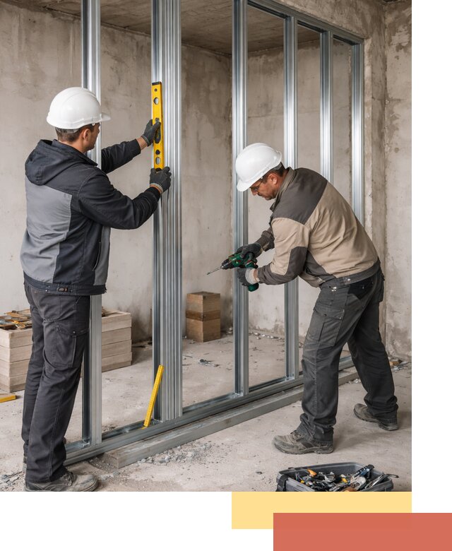 Монтаж каркаса перегородки из профиля в Иркутске