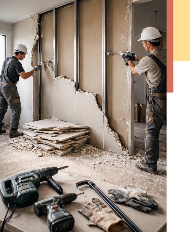 Демонтаж перегородки из гипсокартона в Иркутске от 1250 руб. быстро и недорого | ОТДЕЛОЧНИК-Ркт