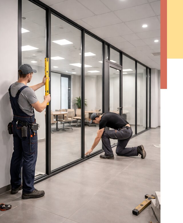 Каркасные стеклянные перегородки в Иркутске под ключ от 9585 руб. | ОТДЕЛОЧНИК-Ркт