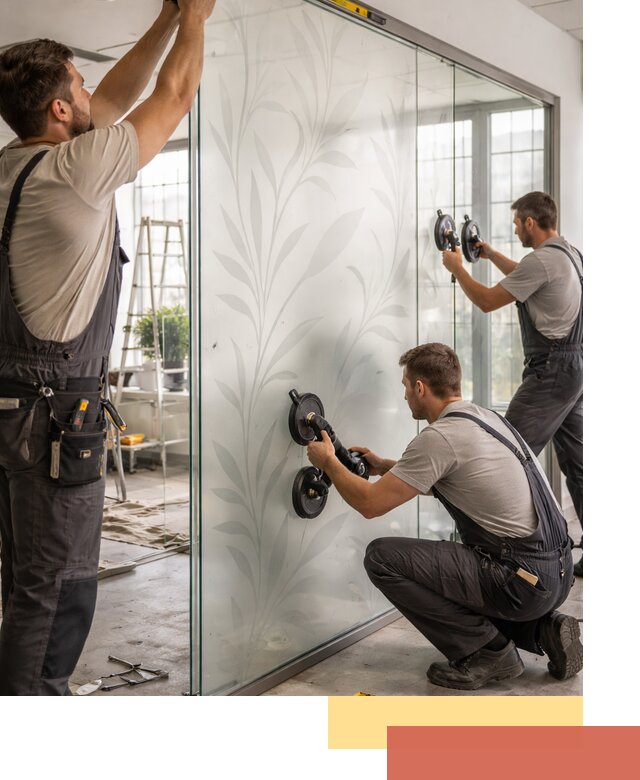 Стеклянные перегородки с рисунком на заказ в Иркутске