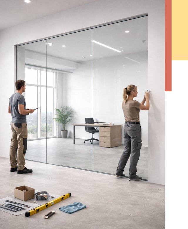 Перегородки из закаленного стекла в Иркутске от 9898 руб. под ключ | ОТДЕЛОЧНИК-Ркт