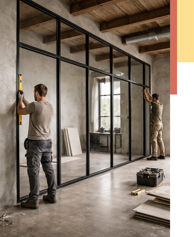 Стеклянные перегородки лофт в Иркутске от 10940 руб. под ключ | ОТДЕЛОЧНИК-Ркт