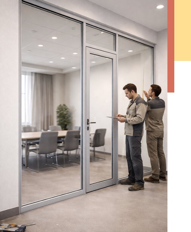 Установка и монтаж алюминиевых перегородок со стеклом в Иркутске от 8544 руб. | ОТДЕЛОЧНИК-Ркт