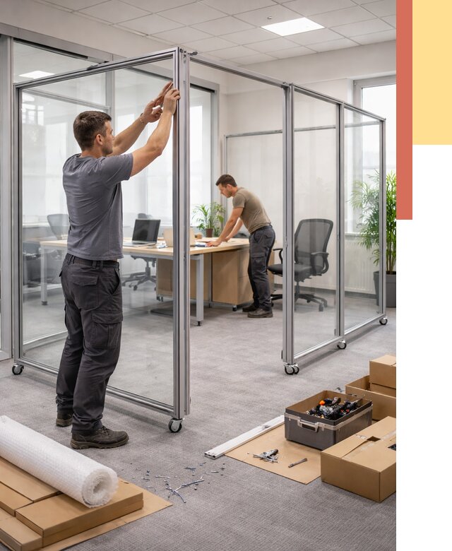 Мобильные офисные перегородки в Иркутске от 13024 руб. — установка под ключ | ОТДЕЛОЧНИК-Ркт