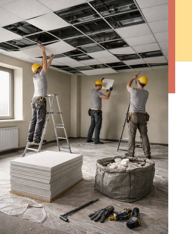 Демонтаж потолка Армстронг в Иркутске от 4689 руб. быстро и недорого | ОТДЕЛОЧНИК-Ркт