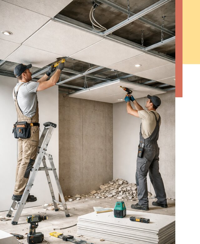 Монтаж акустического потолка в Иркутске от 6772 руб/м2 — быстро и недорого | ОТДЕЛОЧНИК-Ркт