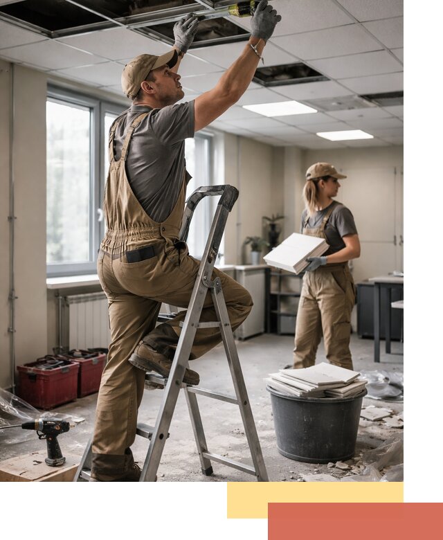 Ремонт потолка Армстронг и замена плит в Иркутске