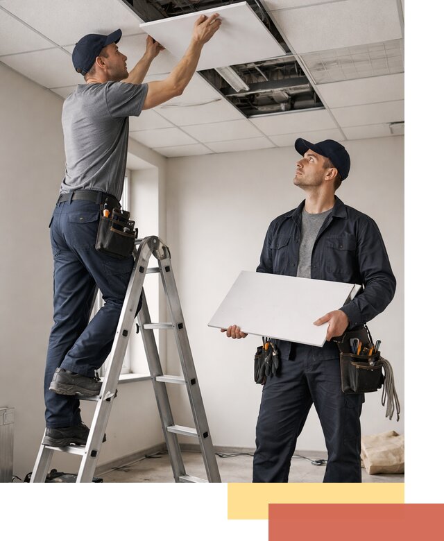 Обслуживание подвесного потолка в Иркутске — ремонт и чистка