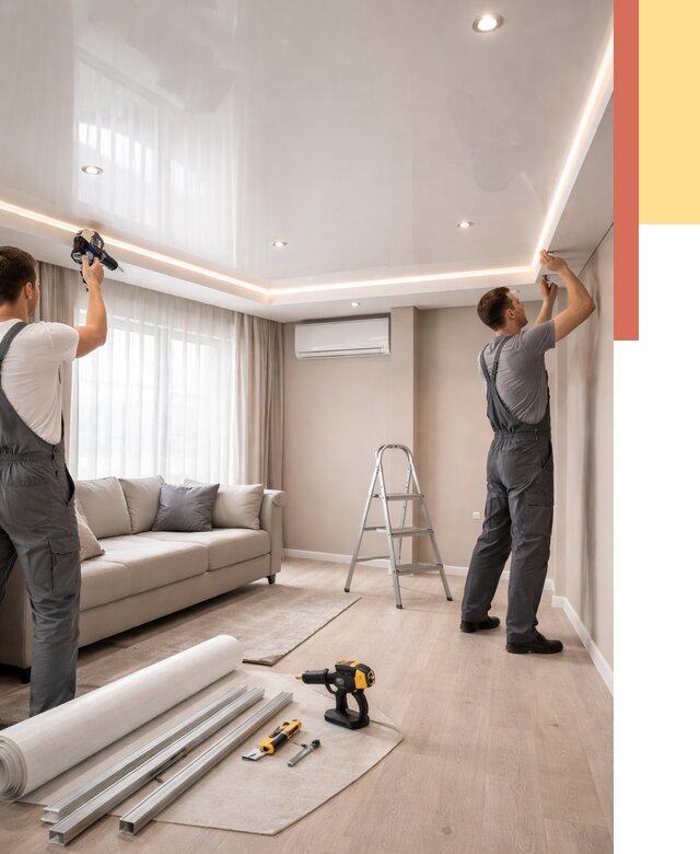 Монтаж глянцевого натяжного потолка в Иркутске от 781 руб. под ключ | ОТДЕЛОЧНИК-Ркт