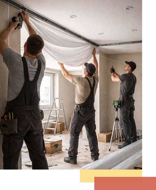 Монтаж парящего натяжного потолка под ключ в Иркутске