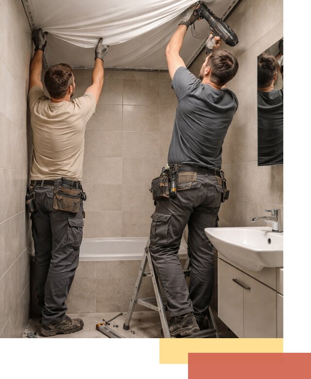 Монтаж натяжного потолка в ванной в Иркутске быстро и качественно