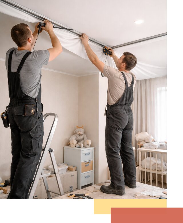 Монтаж натяжного потолка в детской комнате в Иркутске