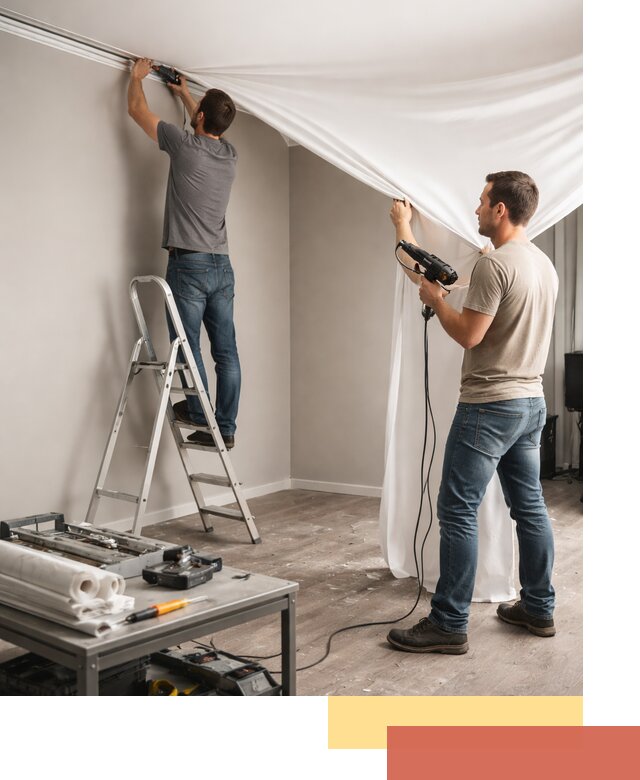 Монтаж натяжного потолка в студии в Иркутске