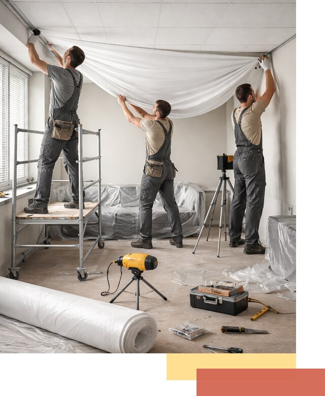 Монтаж натяжного потолка в офисе в Иркутске