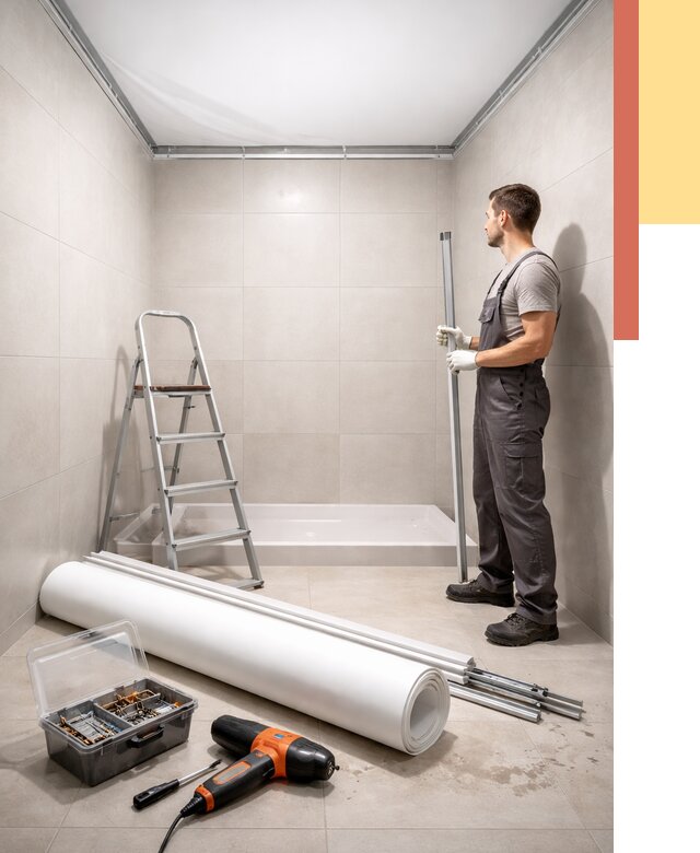 Монтаж натяжного потолка в санузле в Иркутске от 1928 руб. — ОТДЕЛОЧНИК-Ркт