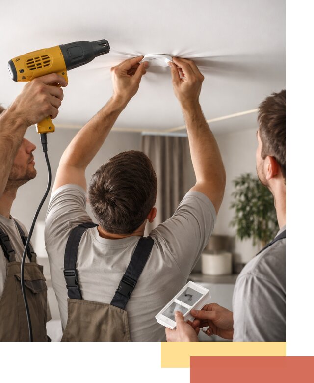 Ремонт прокола полотна натяжного потолка в Иркутске