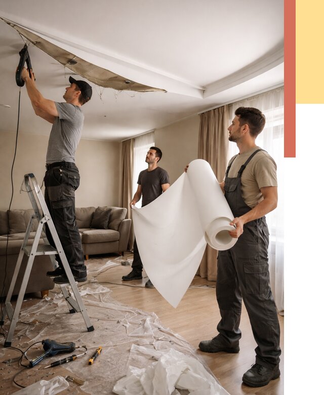 Замена полотна натяжного потолка в Иркутске от 9898 руб. быстро и недорого | ОТДЕЛОЧНИК-Ркт