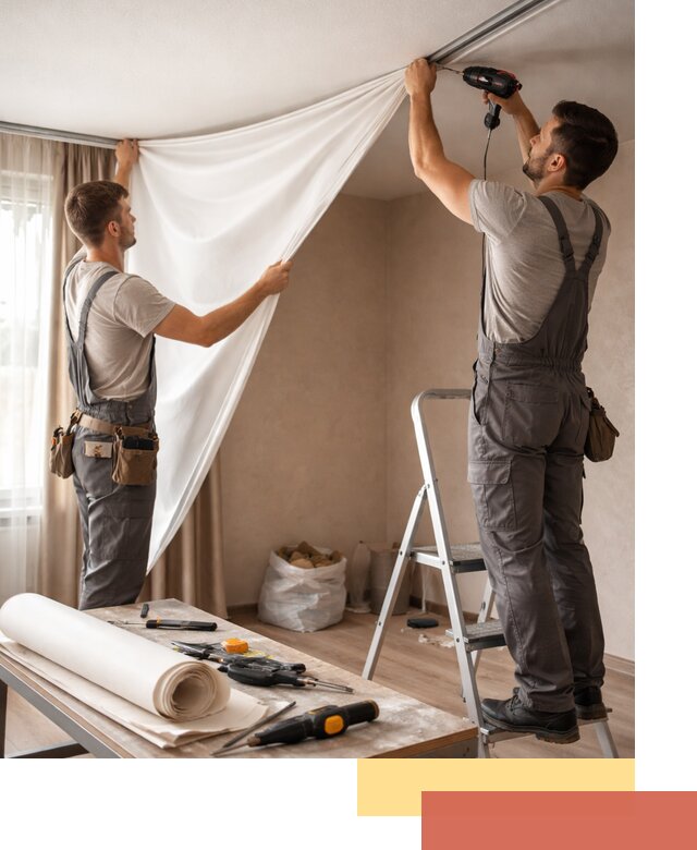 Замена полотна натяжного потолка в Иркутске быстро и качественно