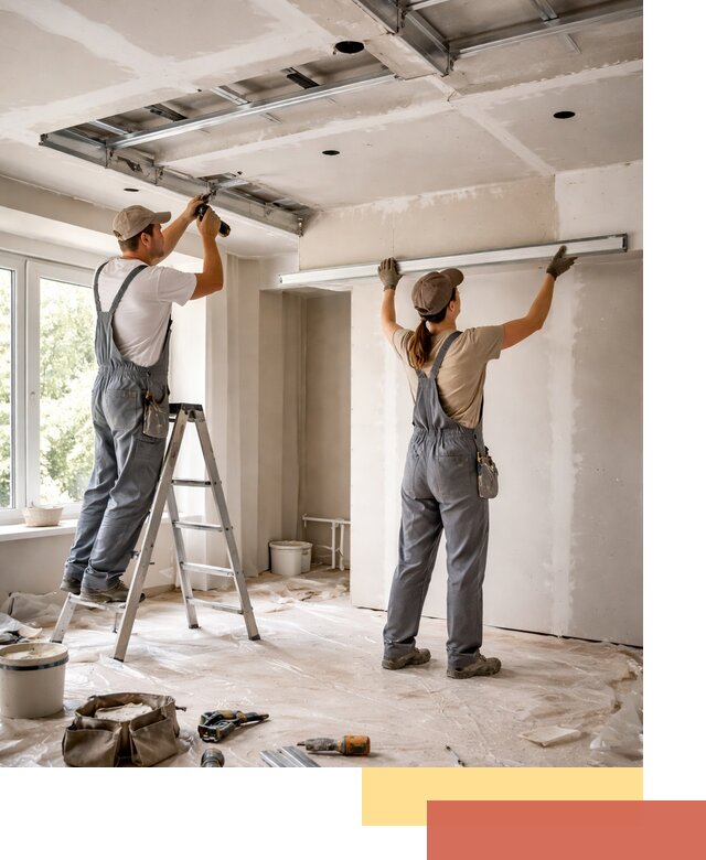 Монтаж многоуровневого потолка из гипсокартона в Иркутске