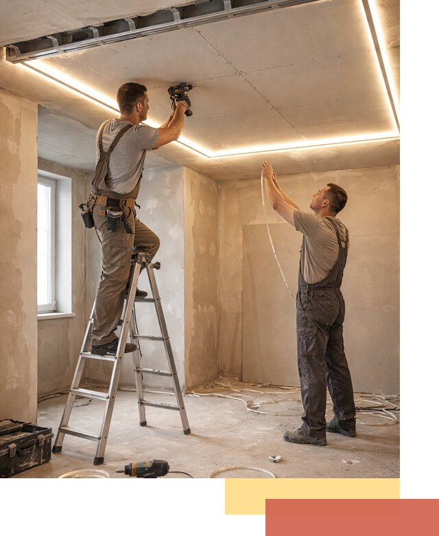 Потолок из гипсокартона с подсветкой в Иркутске