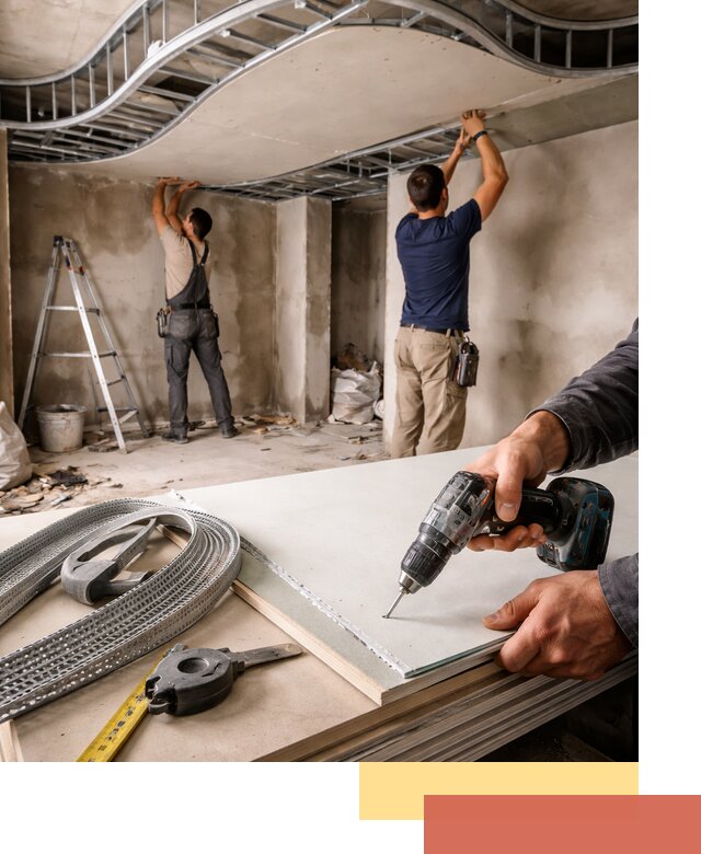 Криволинейный потолок из гипсокартона в Иркутске — монтаж и отделка