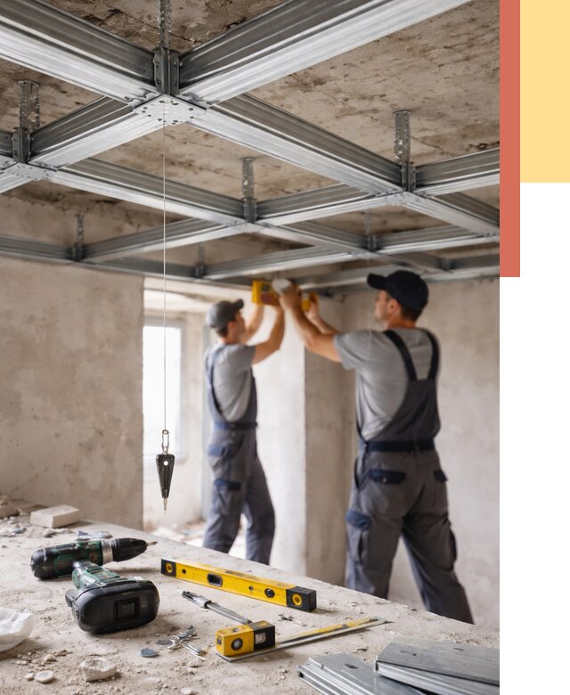 Монтаж каркаса потолка из профиля в Иркутске от 4689 руб. — услуги ОТДЕЛОЧНИК-Ркт