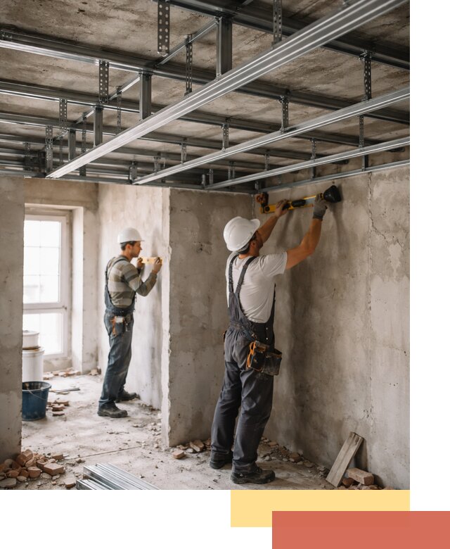 Монтаж каркаса потолка из профильного профиля в Иркутске