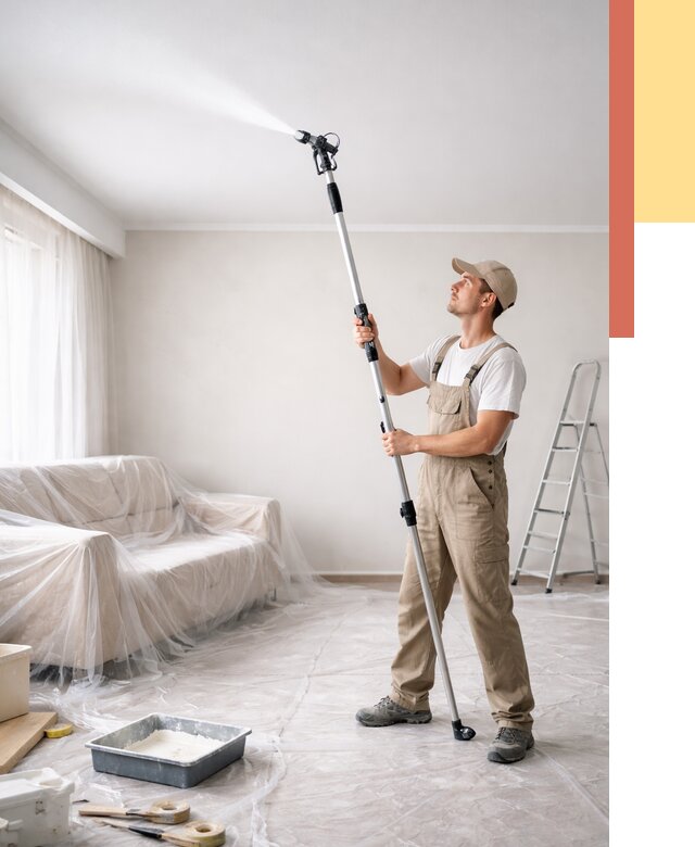 Покраска потолка краскопультом в Иркутске от 4689 руб. быстро и недорого | ОТДЕЛОЧНИК-Ркт